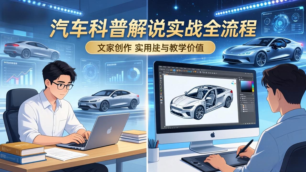 抖音汽车科普解说实战:文案+动画+画面处理+去水印全流程,打造专业汽车科普视频-智云网创 - 网创副业项目资源站