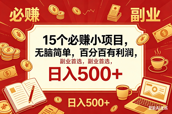 （18390期）15个必赚钱的小项目，百分百赚米，无脑简单，副业首选，日入600+-智云网创 - 网创副业项目资源站