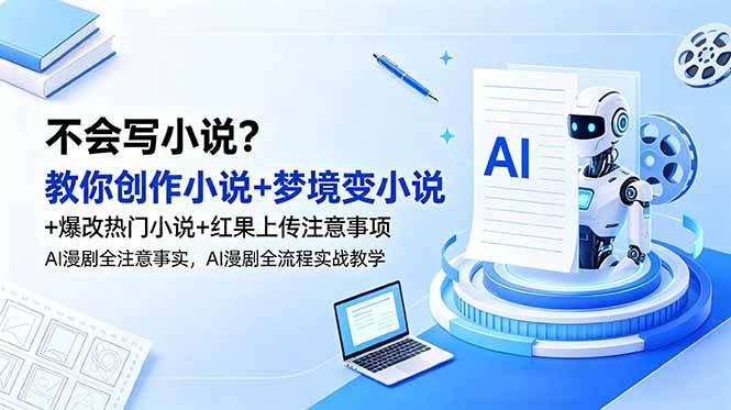 （18801期）不会写小说？教你创作小说+梦境变小说+爆改热门小说+红果上传注意事项，AI漫剧全流程实战教学-智云网创 - 网创副业项目资源站