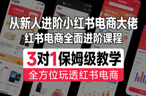 从新人进阶小红书电商大佬，红书电商全面进阶课程，3对1保姆级教学，全方位玩透红书电商-智云网创 - 网创副业项目资源站