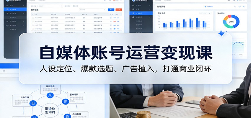 自媒体账号运营变现课:人设定位、爆款选题、广告植入,打通商业闭环-智云网创 - 网创副业项目资源站