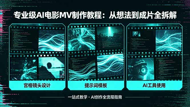 专业级AI电影MV制作教程,从想法到成片全拆解,宫格镜头+提示词模板+AI工具一站式教学-智云网创 - 网创副业项目资源站