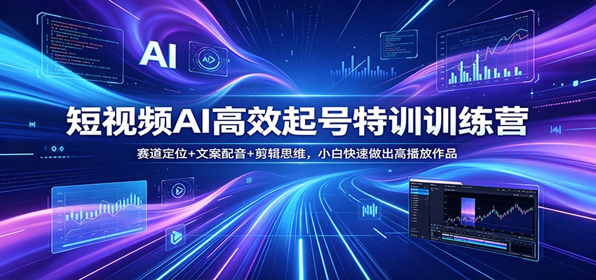 短视频AI高效起号特训训练营：赛道定位+文案配音+剪辑思维，小白快速做出高播放作品-智云网创 - 网创副业项目资源站