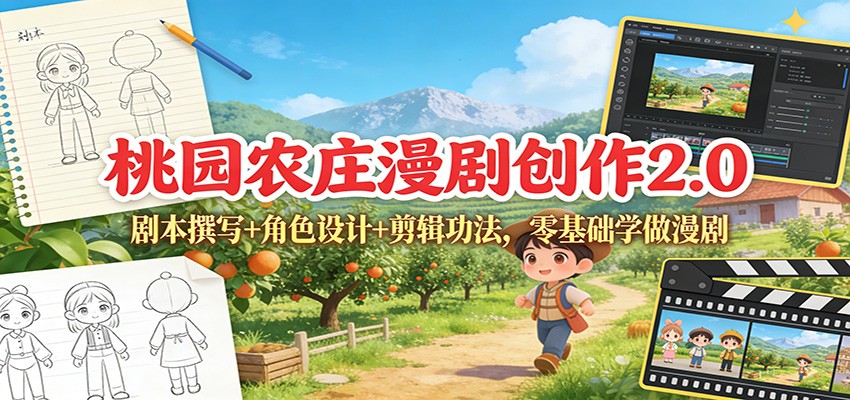 桃园农庄漫剧创作2.0：剧本撰写+角色设计+剪辑功法，零基础学做漫剧-智云网创 - 网创副业项目资源站