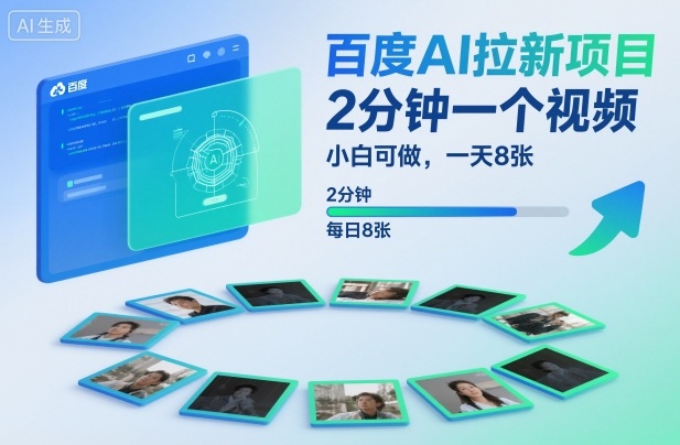 百度AI拉新项目，2分钟一个视频，小白可做，一天8张【附案例+保姆级教程】-智云网创 - 网创副业项目资源站