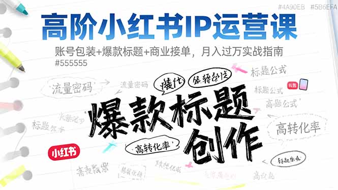 高阶小红书IP运营课:账号包装+爆款标题+商业接单,月入过万实战指南-智云网创 - 网创副业项目资源站