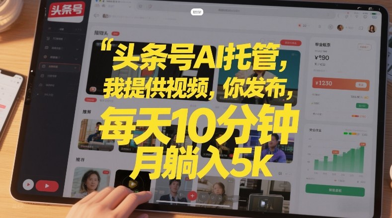 头条号AI托管，我提供视频，你发布，每天10分钟，月躺入5k+【揭秘】-智云网创 - 网创副业项目资源站