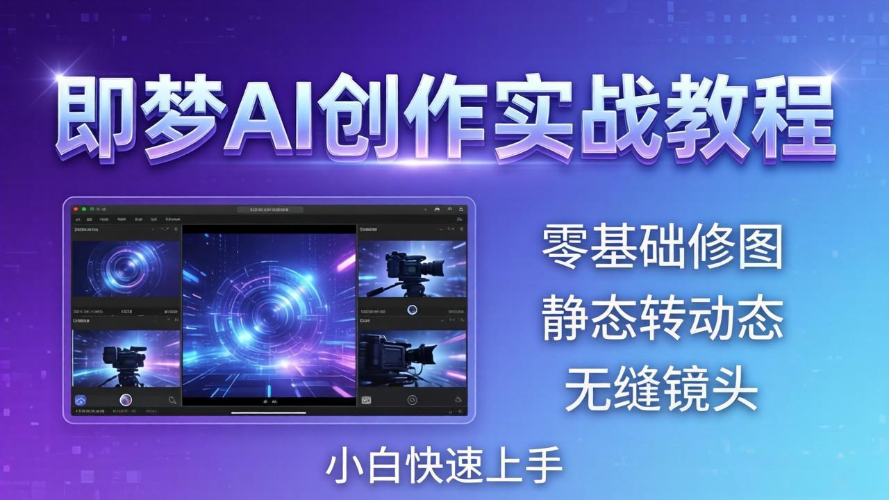 即梦AI创作实战教程，从零基础修图到AI导演，实战教学静态转动态+无缝镜头，小白快速上手-智云网创 - 网创副业项目资源站