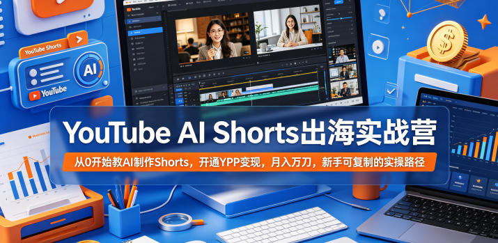 YouTube AI Shorts出海实战营,从0开始教AI制作Shorts,开通YPP变现,月入万刀,新手可复制的实操路径-智云网创 - 网创副业项目资源站