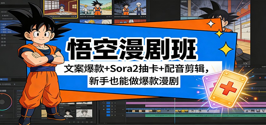 悟空漫剧班：文案爆款+Sora2抽卡+配音剪辑，新手也能做爆款漫剧-智云网创 - 网创副业项目资源站