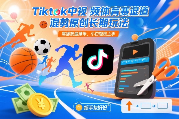 Tiktok中视频体育赛道混剪原创长期玩法，靠播放量賺米，小白轻松上手-智云网创 - 网创副业项目资源站
