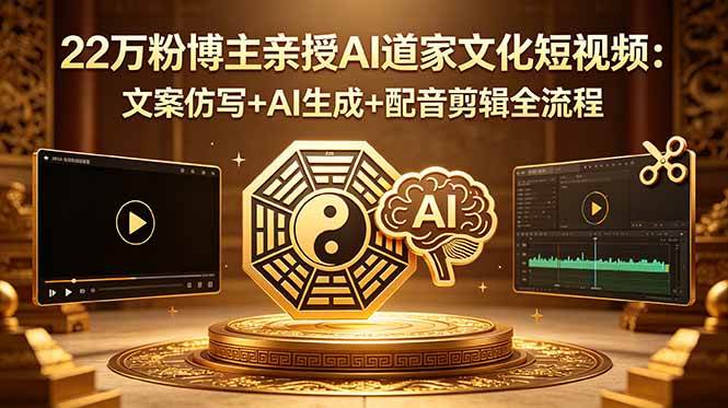 (18580期)22万粉博主亲授AI道家文化短视频:文案仿写+AI生成+配音剪辑全流程-智云网创 - 网创副业项目资源站