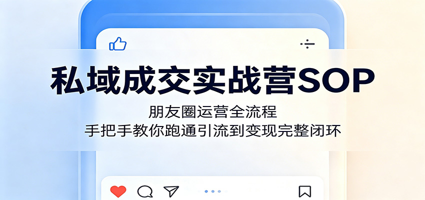 私域成交实战营SOP：朋友圈运营全流程，手把手教你跑通引流到变现完整闭环-智云网创 - 网创副业项目资源站