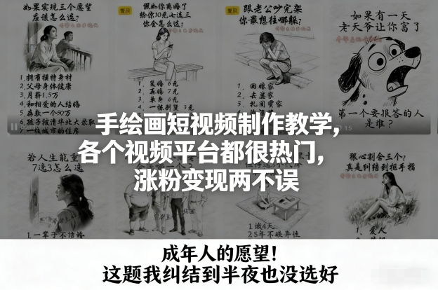 手绘画短视频制作教学,各个视频平台都很热门,涨粉变现两不误-智云网创 - 网创副业项目资源站