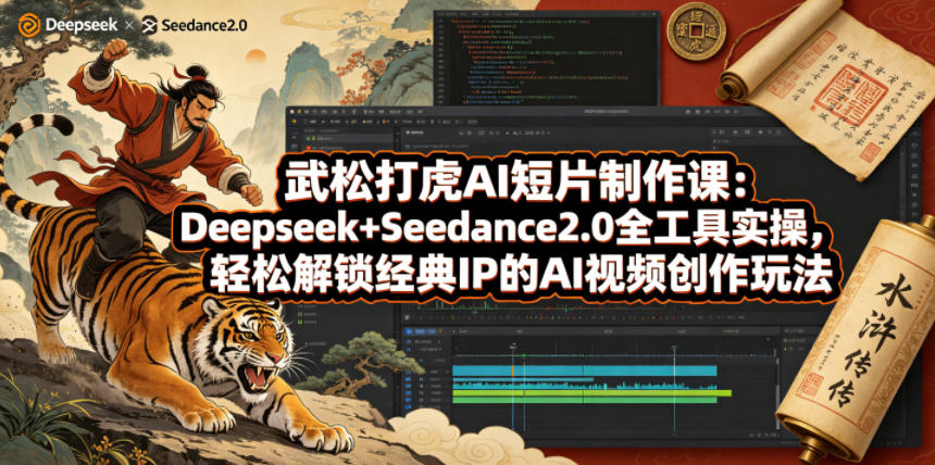 武松打虎AI短片制作课:Deepseek+Seedance2.0全工具实操,轻松解锁经典IP的AI视频创作玩法-智云网创 - 网创副业项目资源站