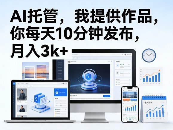 公众号AI托管，我提供作品，你每天10分钟发布，月入3k+【揭秘】-智云网创 - 网创副业项目资源站