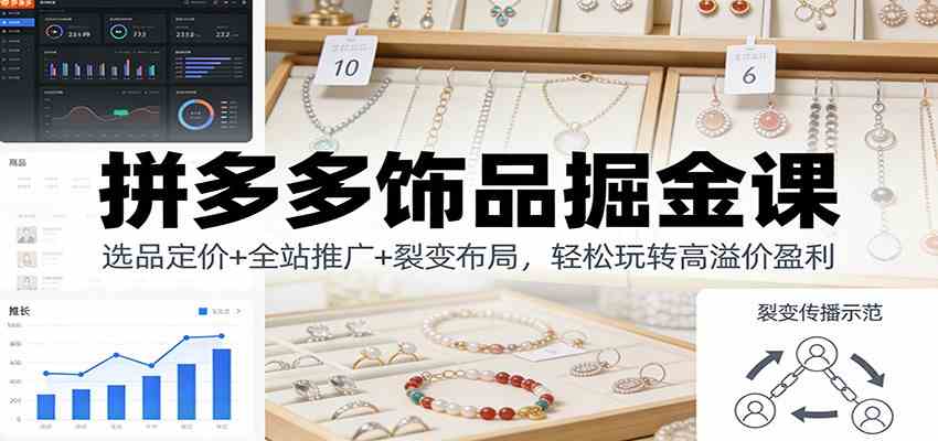 拼多多饰品掘金课:选品定价+全站推广+裂变布局,轻松玩转高溢价盈利-智云网创 - 网创副业项目资源站