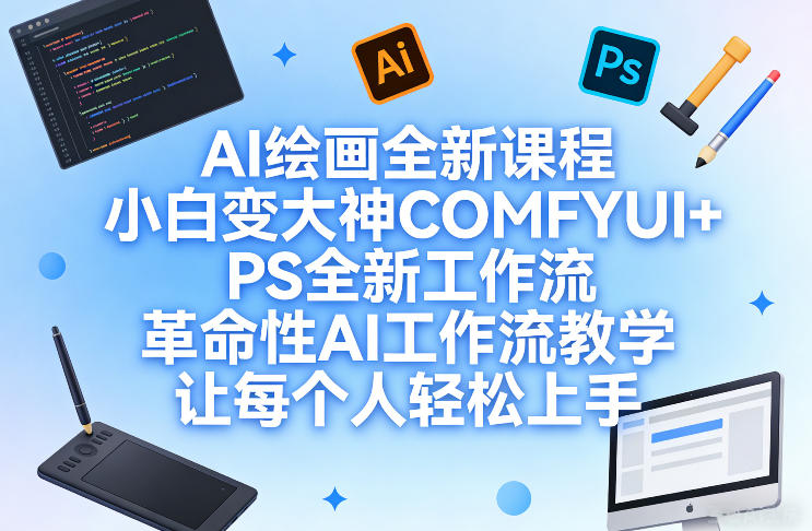 AI绘画全新课程,小白变大神COMFYUI+PS全新工作流,革命性AI工作流教学,让每个人轻松上手-智云网创 - 网创副业项目资源站