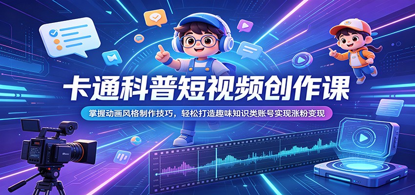 卡通科普短视频创作课:掌握动画风格制作技巧,轻松打造趣味知识类账号实现涨粉变现-智云网创 - 网创副业项目资源站
