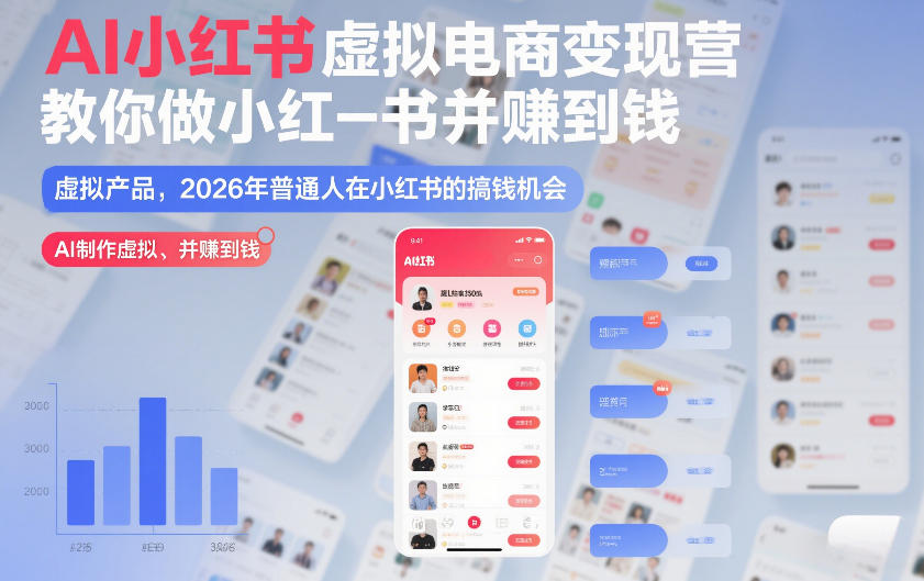 AI小红书虚拟电商变现营，教你做小红书并賺到钱，虚拟产品，2026年普通人在小红书的搞钱机会（更新中）-智云网创 - 网创副业项目资源站