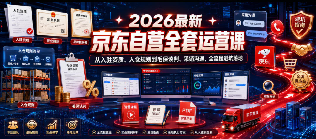 2026最新京东自营全套运营课，从入驻资质、入仓规则到毛保谈判、采销沟通，全流程避坑落地-智云网创 - 网创副业项目资源站