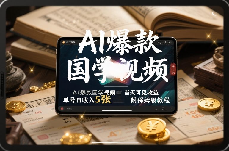 AI爆款国学视频,独家起号方法,小白直接上手,当天可见收益,单号日收入5张+附保姆级教程-智云网创 - 网创副业项目资源站
