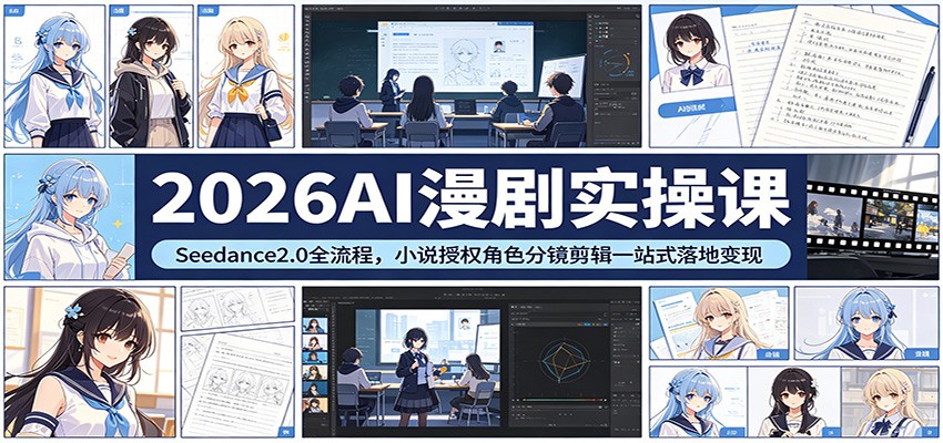 2026AI漫剧实操课:Seedance2.0全流程,小说授权角色分镜剪辑一站式落地变现-智云网创 - 网创副业项目资源站