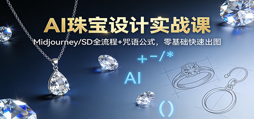 AI珠宝设计实战课：Midjourney/SD全流程+咒语公式，零基础快速出图-智云网创 - 网创副业项目资源站