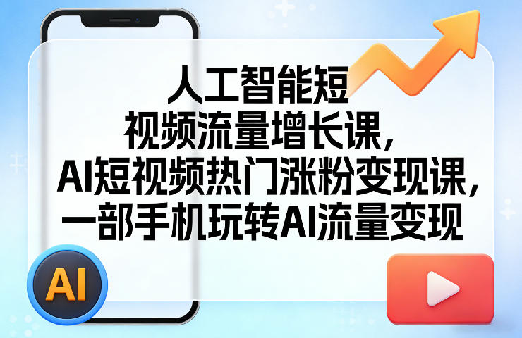 人工智能短视频流量增长课，AI短视频热门涨粉变现课，一部手机玩转AI流量变现-智云网创 - 网创副业项目资源站
