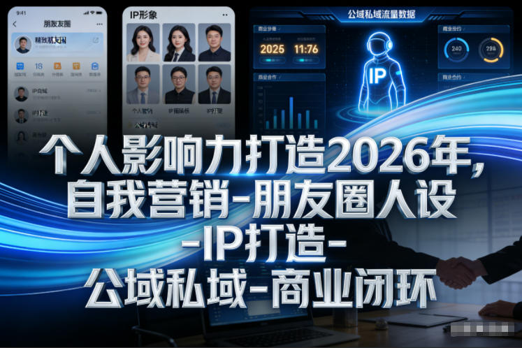 个人影响力打造2026年,自我营销-朋友圈人设-IP打造-公域私域-商业闭环-智云网创 - 网创副业项目资源站