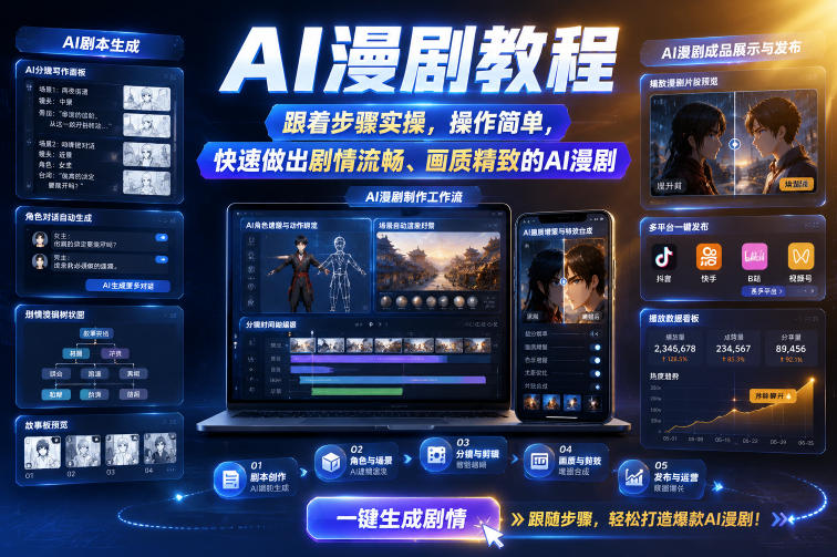 AI漫剧教程,跟着步骤实操,操作简单,快速做出剧情流畅、画质精致的AI漫剧-智云网创 - 网创副业项目资源站