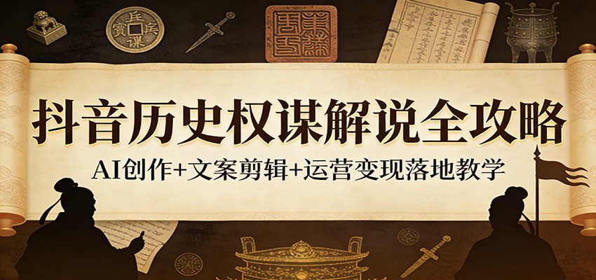 抖音历史权谋解说全攻略：AI创作+文案剪辑+运营变现落地教学-智云网创 - 网创副业项目资源站