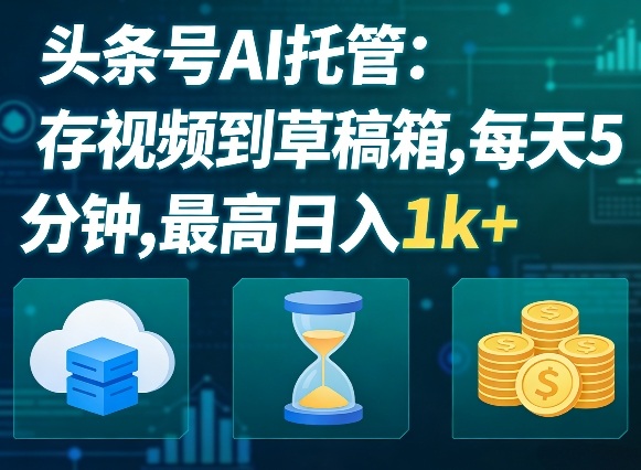 头条号AI托管,我存视频到你草稿箱,每天5分钟,最高日入1k+【揭秘】-智云网创 - 网创副业项目资源站