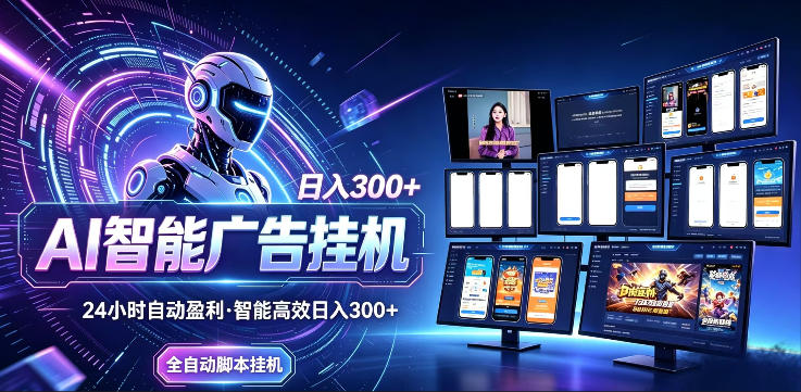 AI智能广告挂G项目，无需人工，单机稳定日入200+，可矩阵放大，24小时不间断刷广告賺收益【揭秘】-智云网创 - 网创副业项目资源站