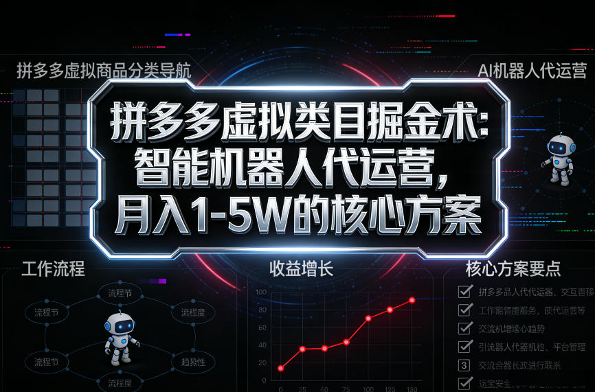拼多多虚拟类目掘金术:智能机器人代运营,月入1-5W的核心方案【揭秘】-智云网创 - 网创副业项目资源站