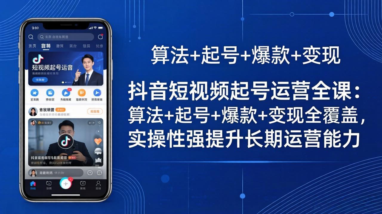 抖音短视频起号运营全课：算法+起号+爆款+变现全覆盖，实操性强提升长期运营能力-智云网创 - 网创副业项目资源站