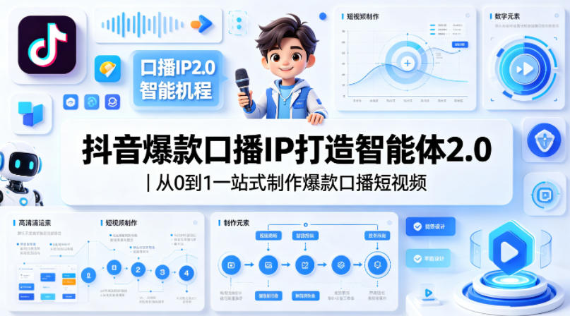 抖音爆款口播IP打造智能体2.0｜从0到1一站式制作爆款口播短视频-智云网创 - 网创副业项目资源站