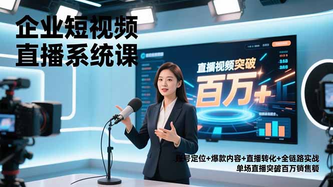 企业短视频直播系统课，账号定位+爆款内容+直播转化+全链路实战，单场直播突破百万销售额-智云网创 - 网创副业项目资源站