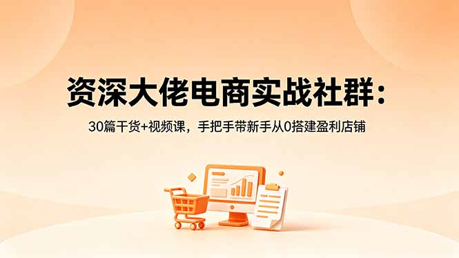 资深大佬电商实战社群:30篇干货+视频课,手把手带新手从0搭建盈利店铺-智云网创 - 网创副业项目资源站