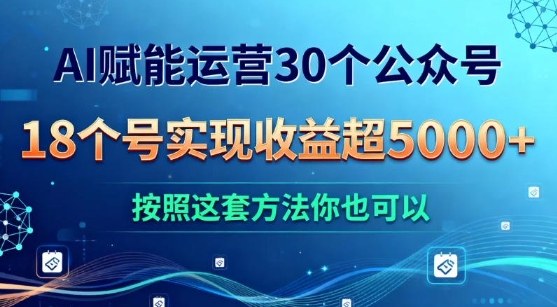 AI赋能运营30个公众号,18个号实现收益超5k+,按照这套方法你也可以-智云网创 - 网创副业项目资源站