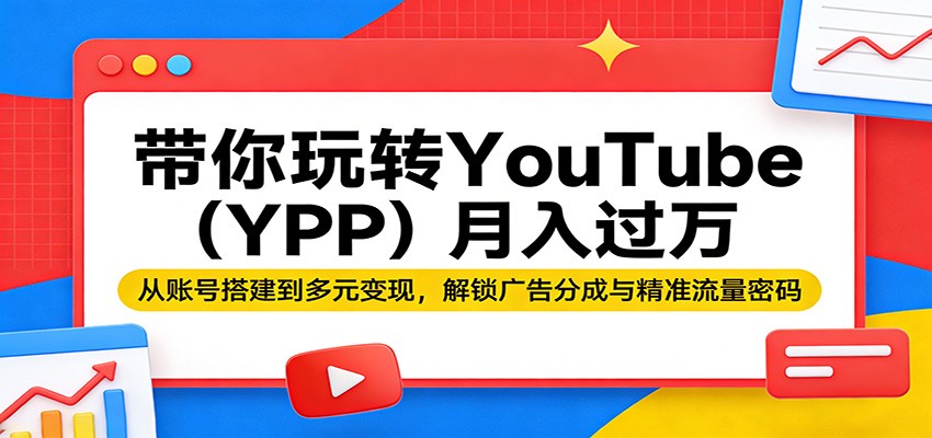 带你玩转YouTube(YPP)月入过万：从账号搭建到多元变现，解锁广告分成与精准流量密码-智云网创 - 网创副业项目资源站