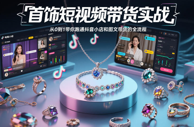 首饰短视频带货实战,从0到1带你跑通抖音小店和图文带货的全流程-智云网创 - 网创副业项目资源站