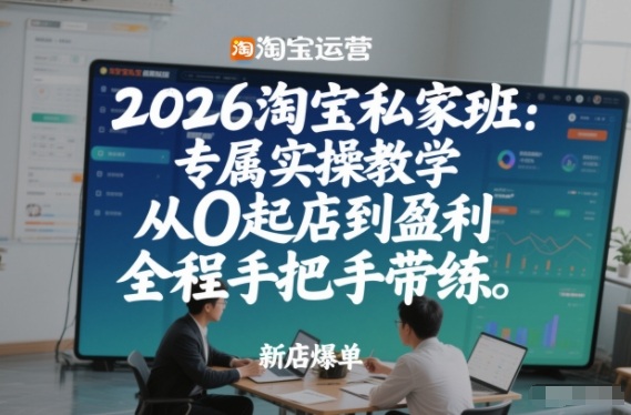 2026淘宝私家班:专属实操教学,从0起店到盈利,全程手把手带练(更新26年3月)