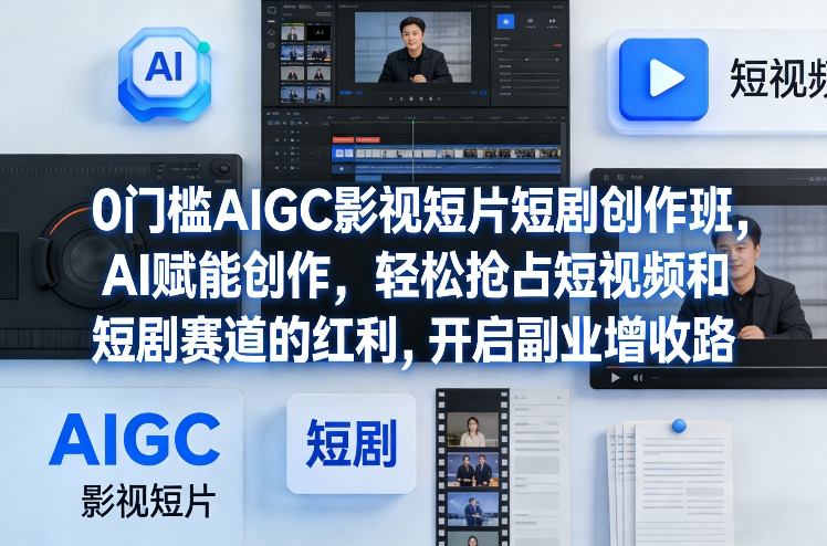 0门槛AIGC影视短片短剧创作班，AI赋能创作，轻松抢占短视频和短剧赛道的红利，开启副业增收路-智云网创 - 网创副业项目资源站