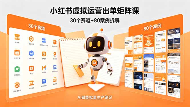小红书虚拟运营出单矩阵课:30个赛道+80案例拆解,AI赋能批量生产笔记-智云网创 - 网创副业项目资源站