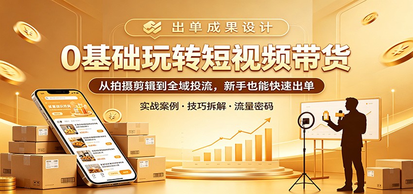 0基础玩转短视频带货：从拍摄剪辑到全域投流，新手也能快速出单-智云网创 - 网创副业项目资源站