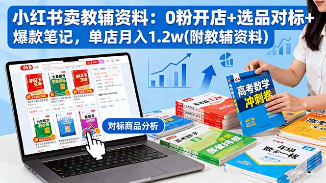 小红书卖教辅资料:0粉开店+选品对标+爆款笔记,单店月入1.2w(附教辅资料-智云网创 - 网创副业项目资源站