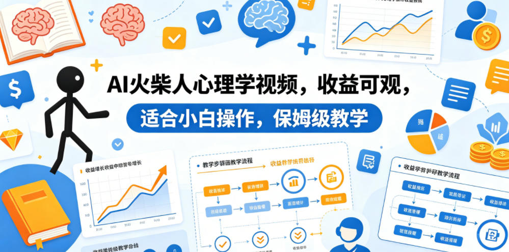 AI火柴人心理学视频,收益可观,适合小白操作,保姆级教学-智云网创 - 网创副业项目资源站