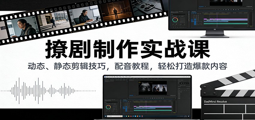 撩剧制作实战课:动态、静态剪辑技巧,配音教程,轻松打造爆款内容-智云网创 - 网创副业项目资源站