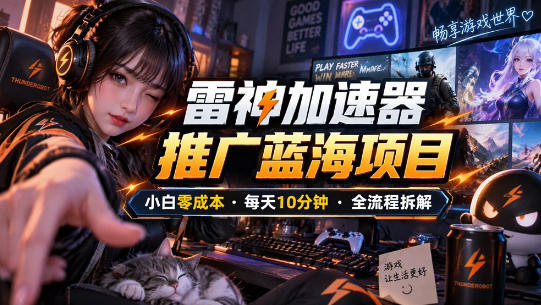 雷神加速器推广5.0实操教程：口令图文玩法全流程拆解（零成本·每天10分钟）-智云网创 - 网创副业项目资源站